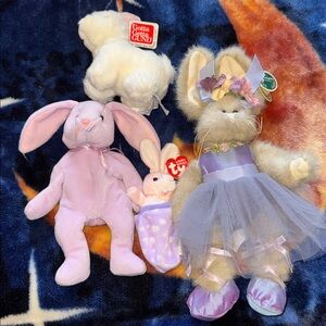 Ty Purple Lavender Bunny Plush with Tulle Dress and Floral Headband